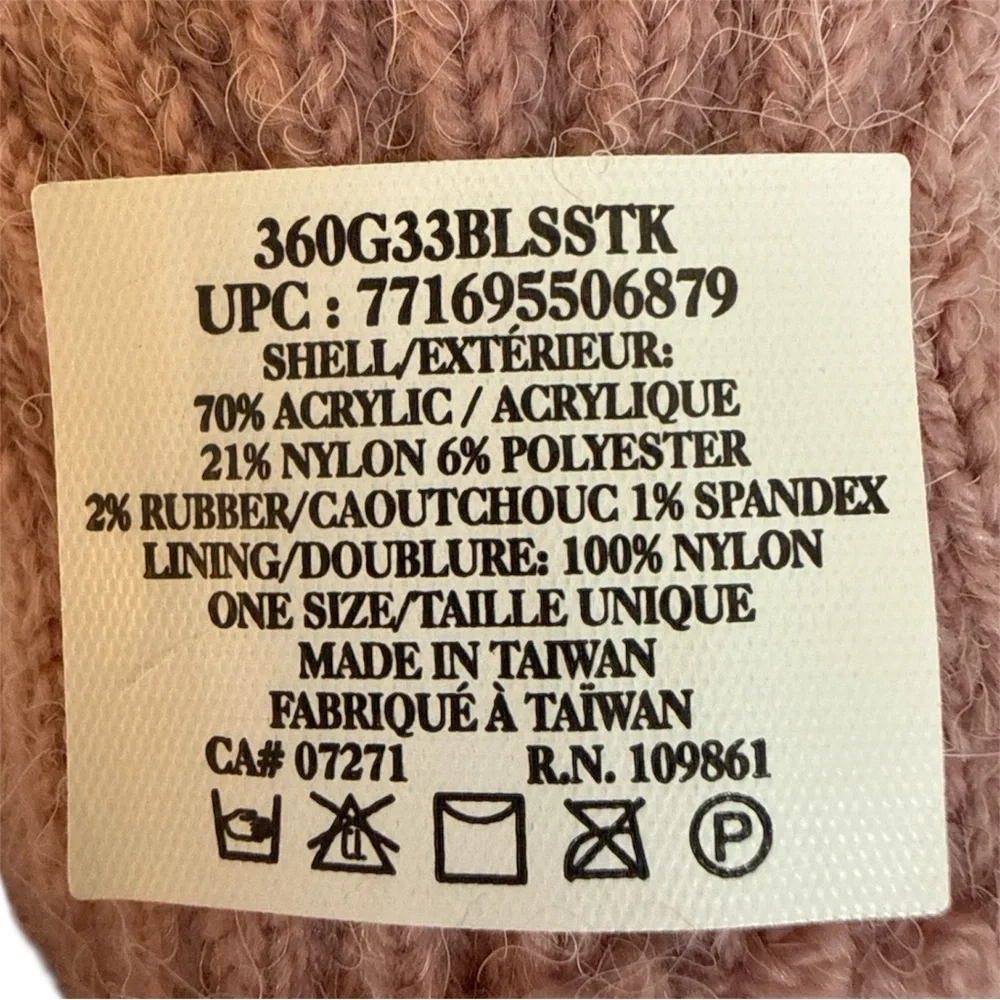 Pink Sparkle Studded Knit Gloves Soft Warm Fleece Lined Winter Cold Weather